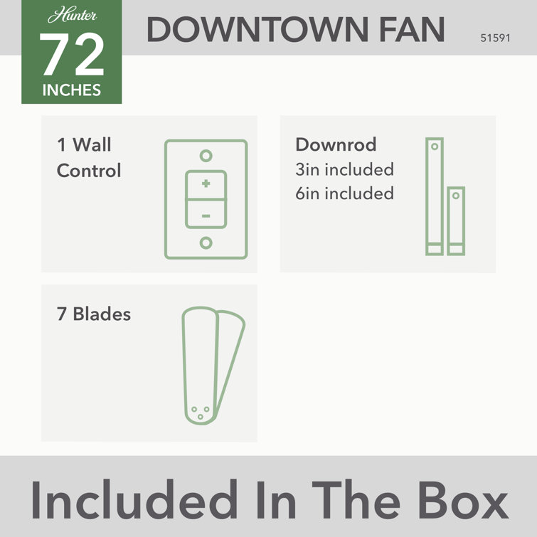 Downtown 72" Matte Silver 7-Blade Ceiling Fan with Remote