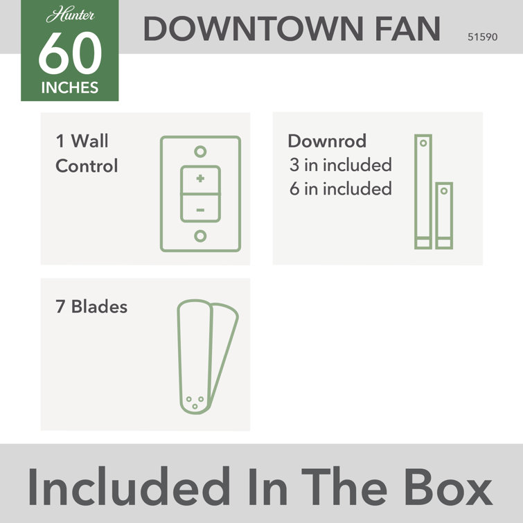 Downtown 60" Matte Black 7-Blade Ceiling Fan with Wall Control