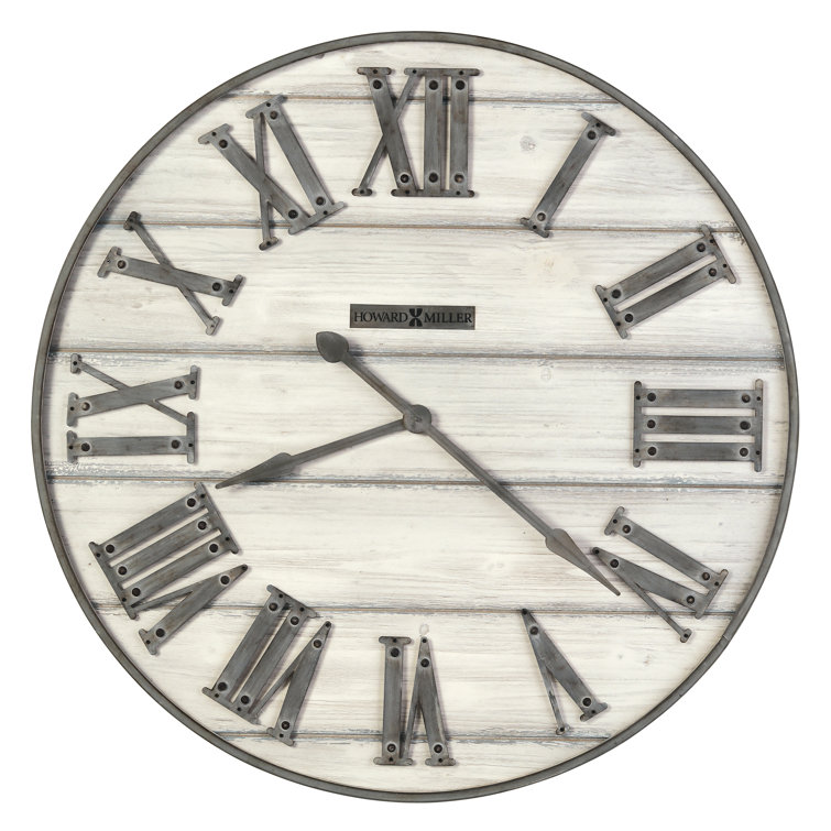 Howard Miller 36.5" Silver Rustic Wood Veneer Wall Clock