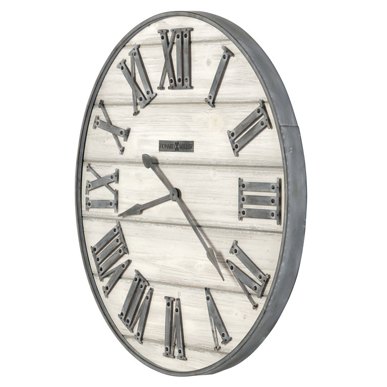 Howard Miller 36.5" Silver Rustic Wood Veneer Wall Clock