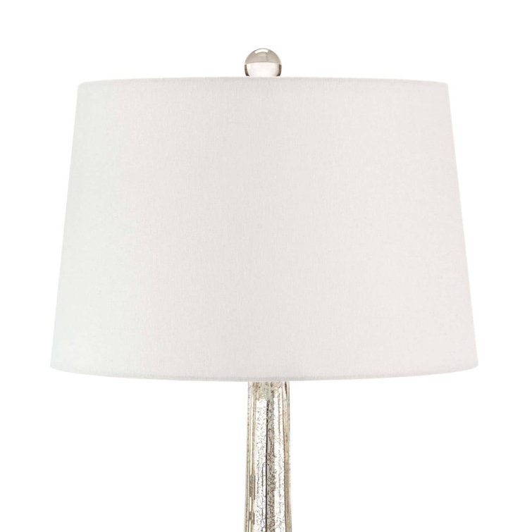 Antique Mercury Glass Table Lamp with Linen Shade
