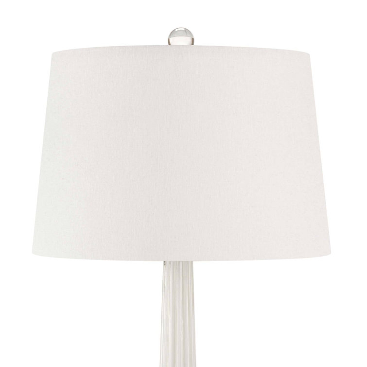Snow White Glass Table Lamp with Linen Shade