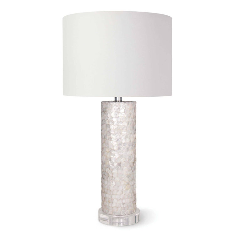 Natural Capiz Table Lamp with White Satin Shade