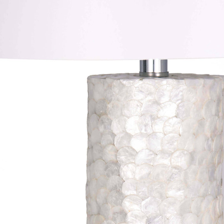 Natural Capiz Table Lamp with White Satin Shade