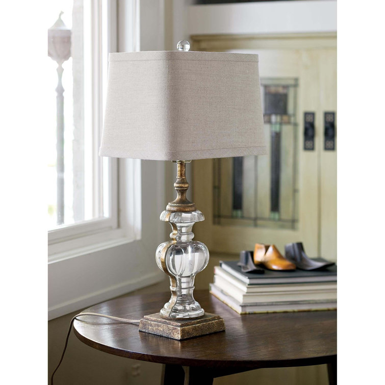Antique Gold Leaf Glass Table Lamp with Linen Shade