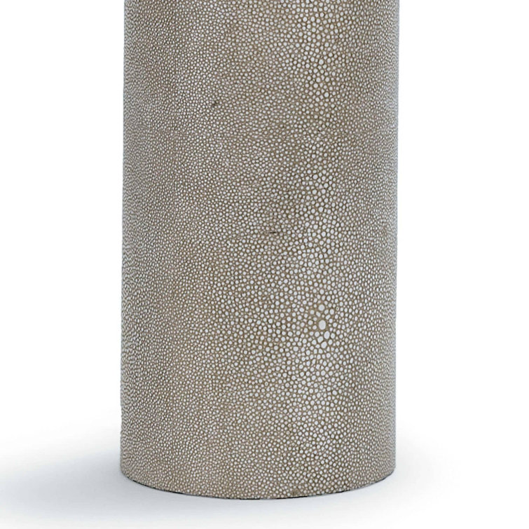 Ivory Grey Shagreen Cylinder Table Lamp with Linen Shade