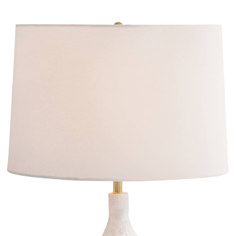 Riviera White Linen Shade Aluminum Table Lamp with 3-Way Switch