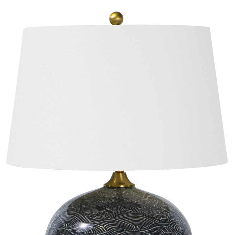 Ebony Harbor Inspired Ceramic Table Lamp with Linen Shade
