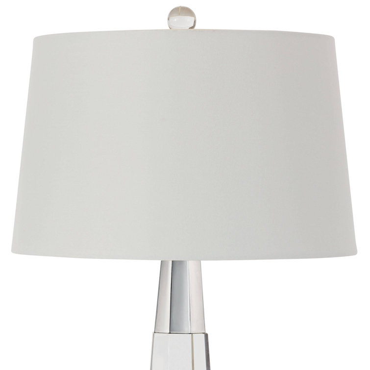Clear Crystal Table Lamp with White Linen Shade