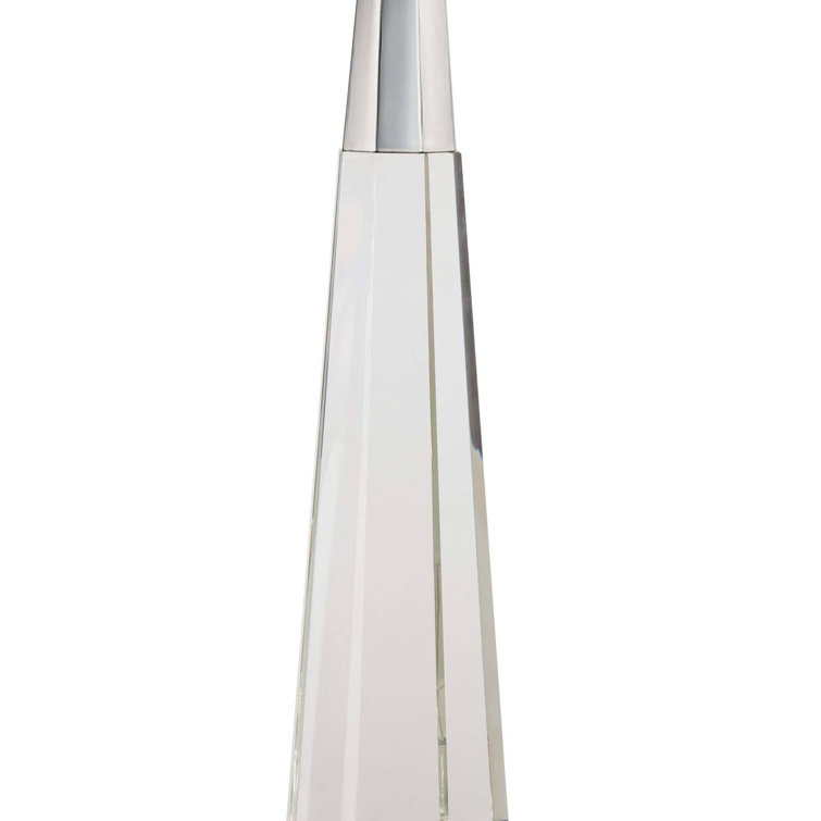 Clear Crystal Table Lamp with White Linen Shade