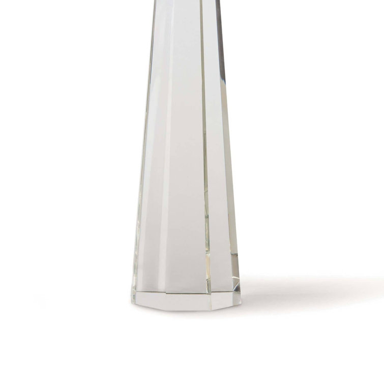 Clear Crystal Table Lamp with White Linen Shade