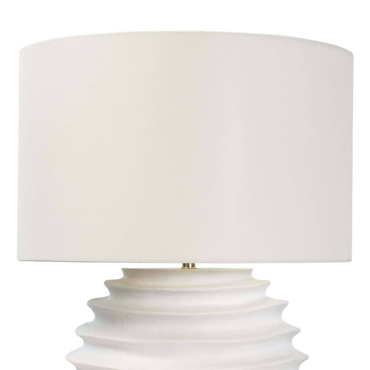 Regina White Linen Shade Steel Base Table Lamp with 3-Way Switch
