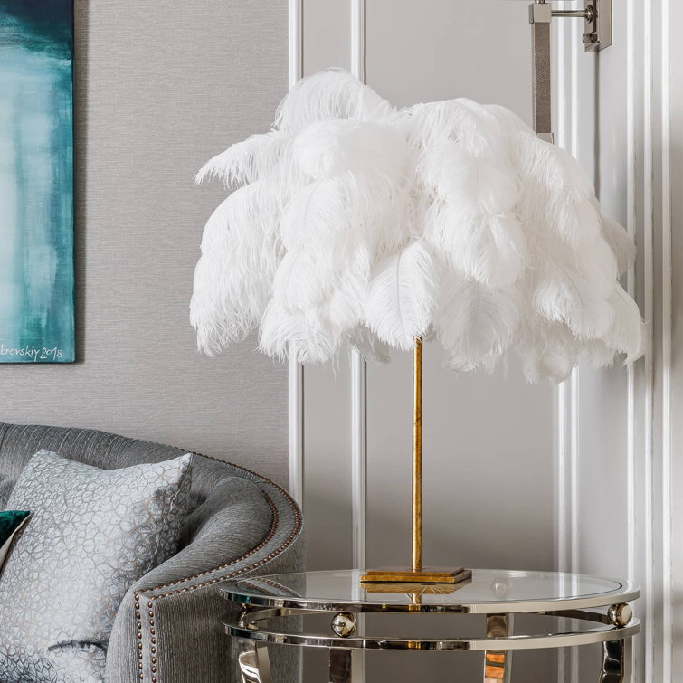 Josephine Gold Leaf Ostrich Feather 1-Light Table Lamp