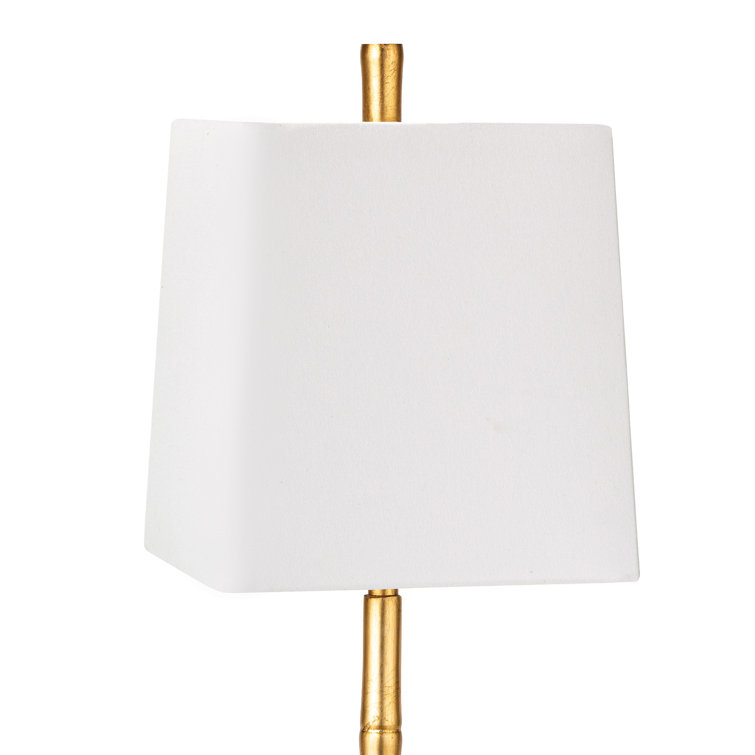 Sarina Gold Leaf Buffet Lamp with White Linen Shade
