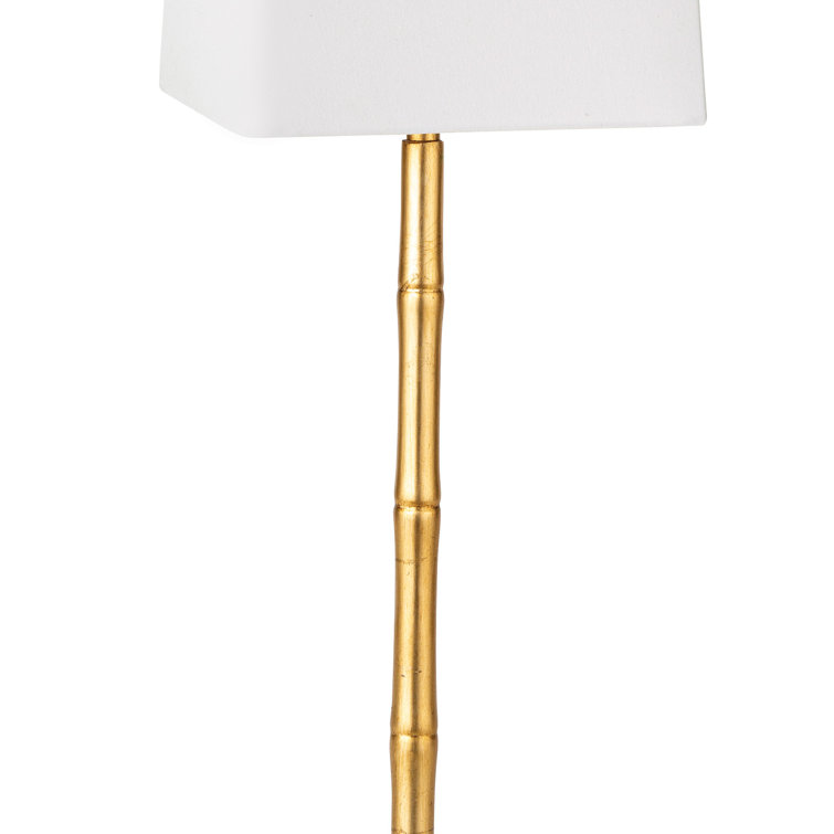 Sarina Gold Leaf Buffet Lamp with White Linen Shade