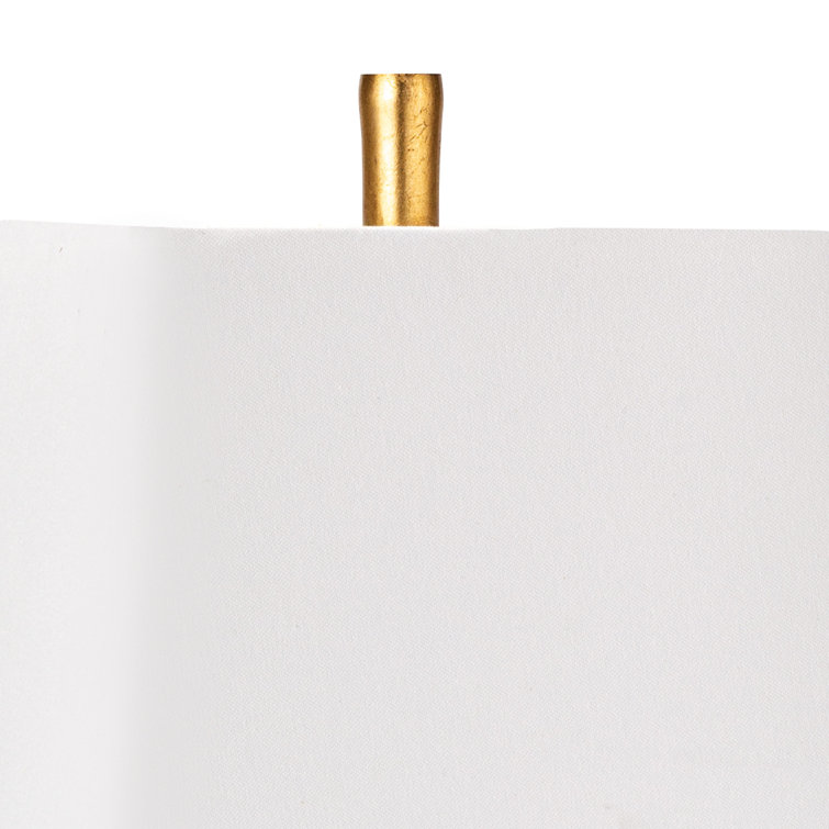 Sarina Gold Leaf Buffet Lamp with White Linen Shade