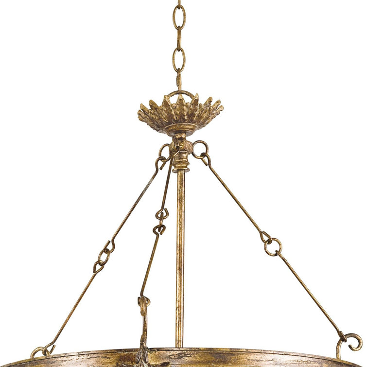 Black Beaded Wood Chandelier with Steel Frame
