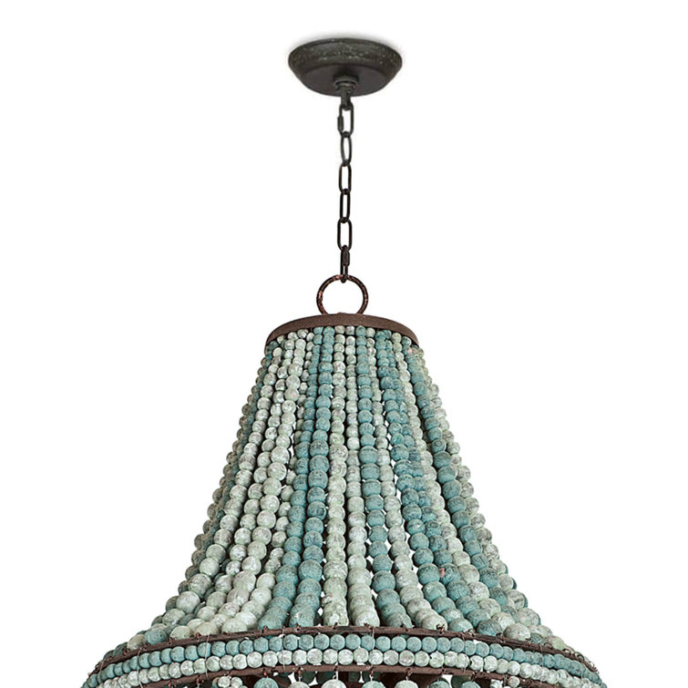 Malibu Mini Beaded Weathered Blue 6-Light Chandelier