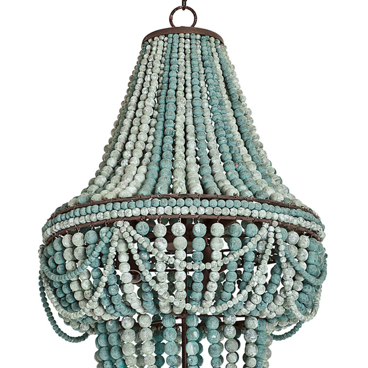 Malibu Mini Beaded Weathered Blue 6-Light Chandelier