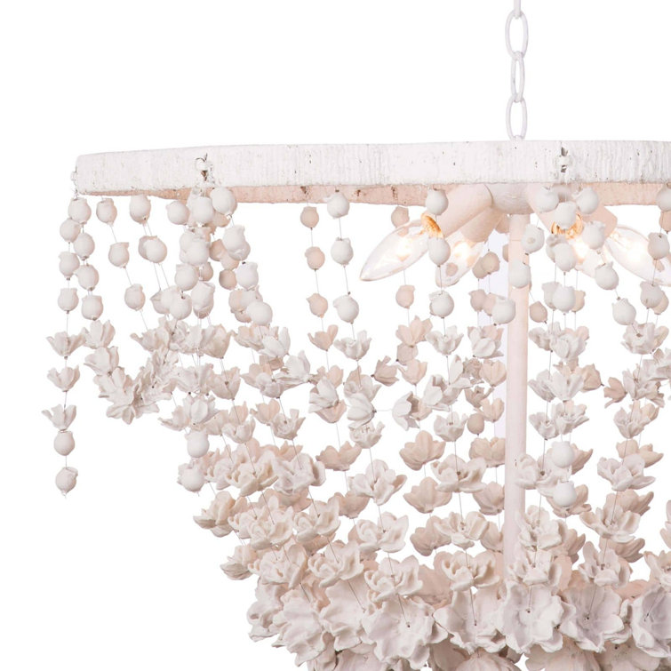 Vanessa White Floral 4-Light Resin Chandelier