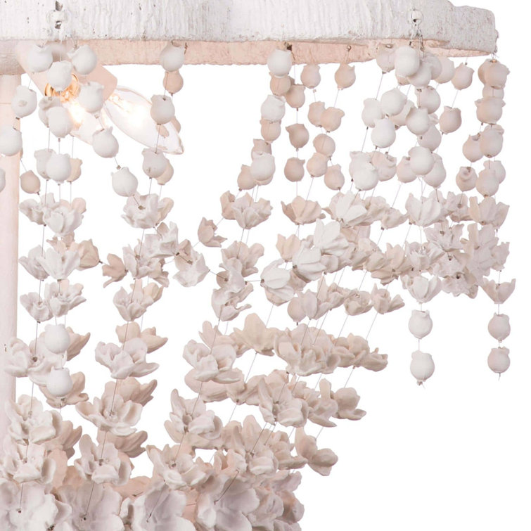 Vanessa White Floral 4-Light Resin Chandelier
