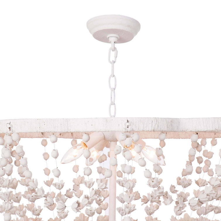 Vanessa White Floral 4-Light Resin Chandelier