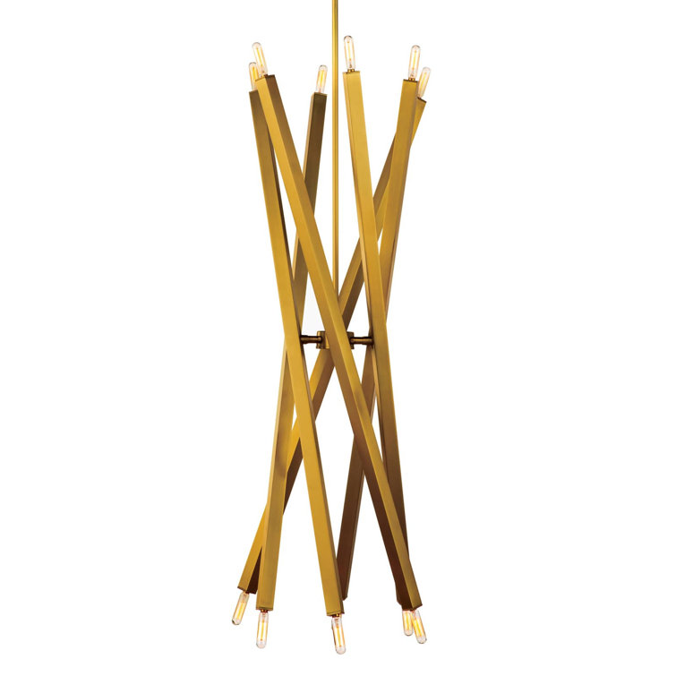 Elegant Sputnik 12-Light Chandelier in Natural Brass