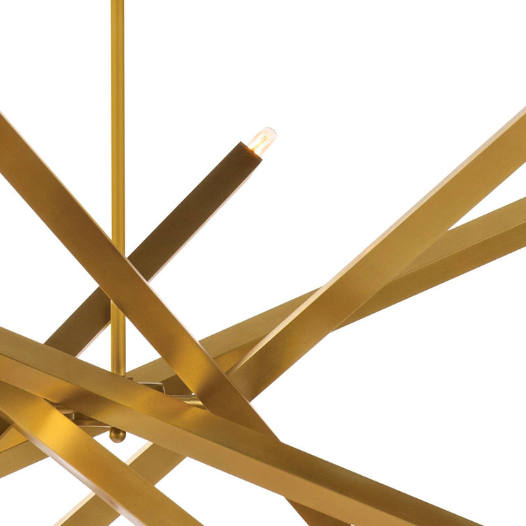 Elegant Sputnik 12-Light Chandelier in Natural Brass