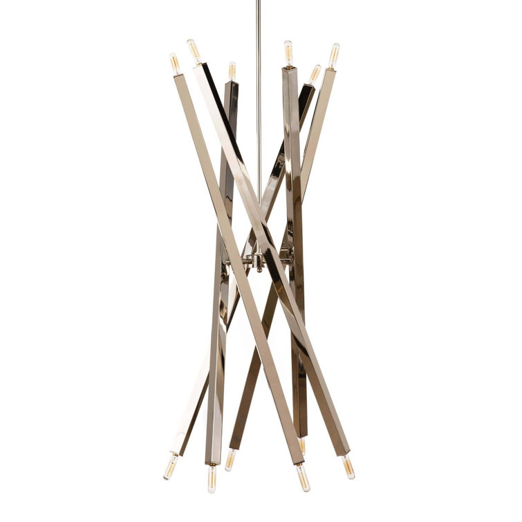 Polished Nickel 12-Light Sputnik Chandelier with Adjustable Arms