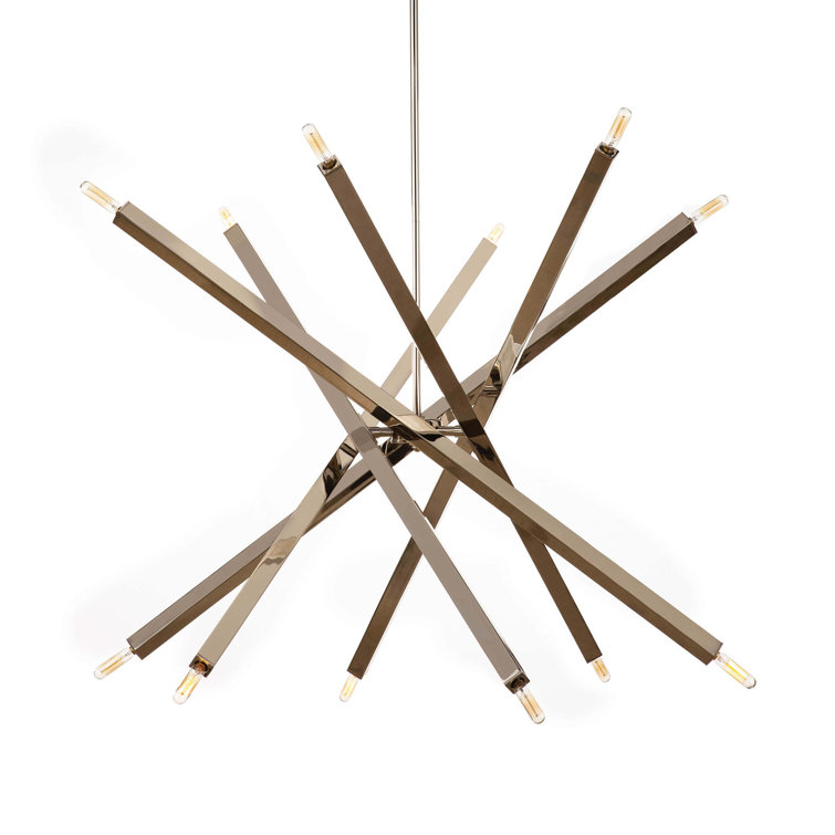 Polished Nickel 12-Light Sputnik Chandelier with Adjustable Arms
