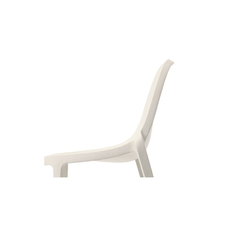 White Recycled Polypropylene and Wood Counter Stool