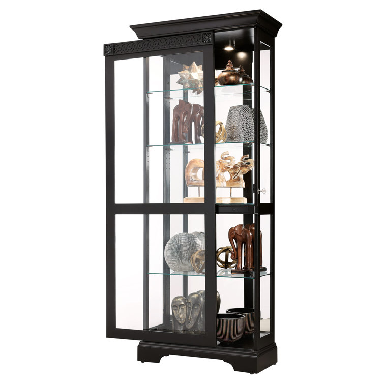 Brigid Black Satin Transitional Lighted Curio Cabinet
