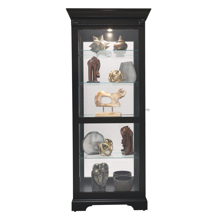 Brigid Black Satin Transitional Lighted Curio Cabinet