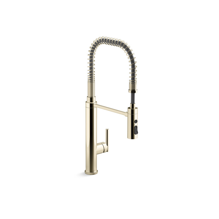 Vibrant French Gold Semi-Professional Kitchen Faucet with Pull-Down Sprayhead