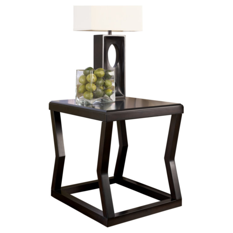 Espresso Rectangular Wood and Glass End Table