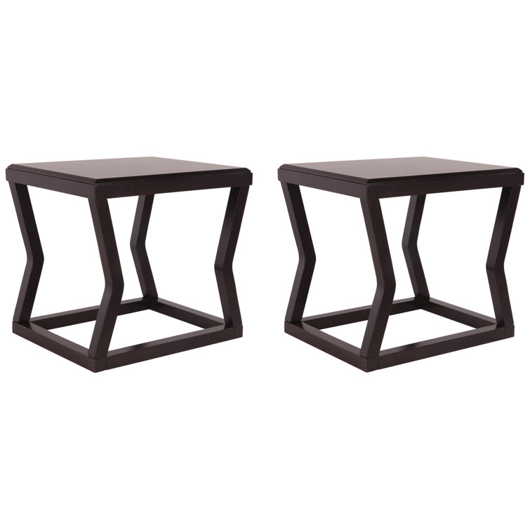 Espresso Rectangular Wood and Glass End Table
