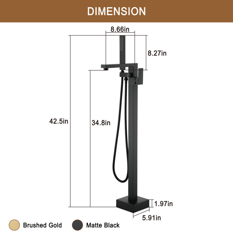 Matte Black Stainless Steel Freestanding Tub Filler with Hand Shower