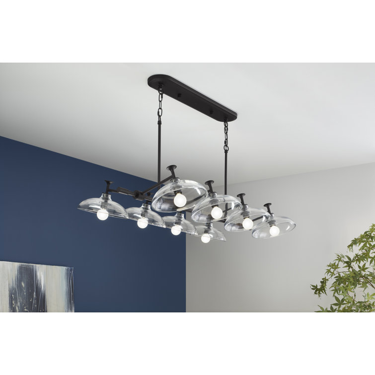 Polished Nickel 41" Eight-Light Chandelier with Clear Glass Shades