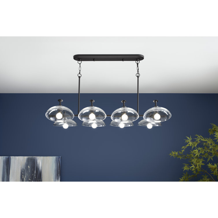 Polished Nickel 41" Eight-Light Chandelier with Clear Glass Shades