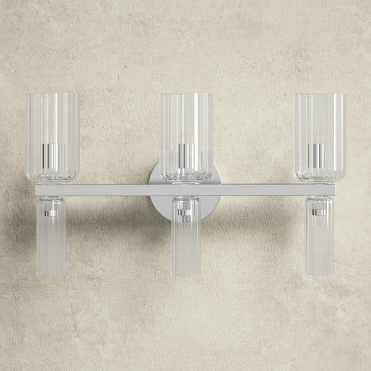 Polished Nickel 6-Light Dimmable Vanity Light with Clear Glass Shades