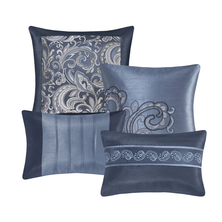 Navy Jacquard Paisley Queen 24-Piece Microfiber Bedding Set