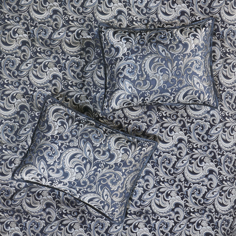 Navy Jacquard Paisley Queen 24-Piece Microfiber Bedding Set