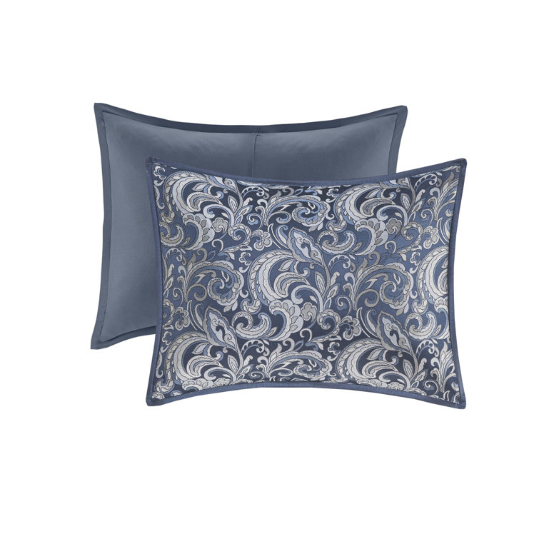 Navy Jacquard Paisley Queen 24-Piece Microfiber Bedding Set