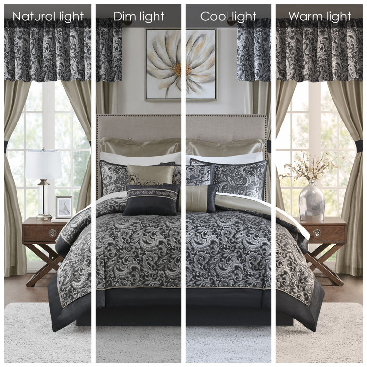 California King Black Microfiber 24-Piece Bed in a Bag Set