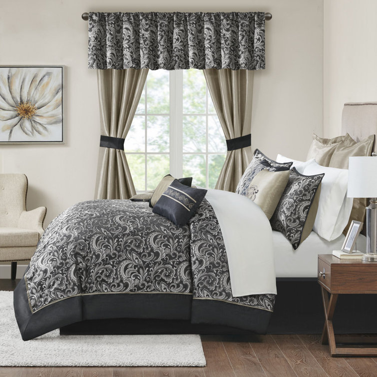 California King Black Microfiber 24-Piece Bed in a Bag Set