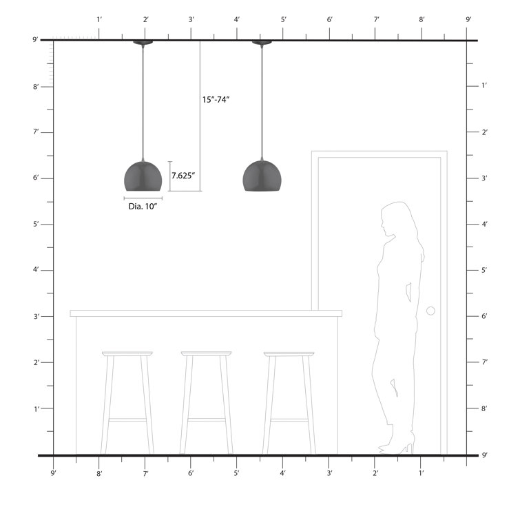 Shiny Light Gray Aluminum Globe Pendant Light