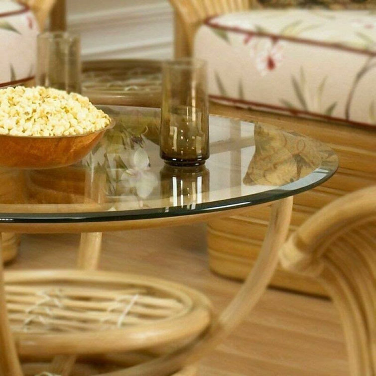 Elegant 34" Round Beveled Edge Clear Glass Table Top