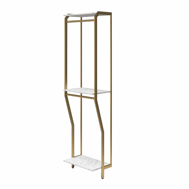 Gwyneth White Marble and Gold Closet Organizer with Hanging Rods