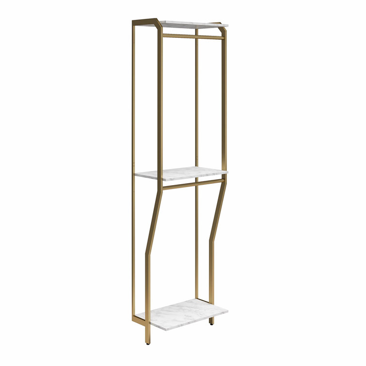 Gwyneth White Marble and Gold Closet Organizer with Hanging Rods