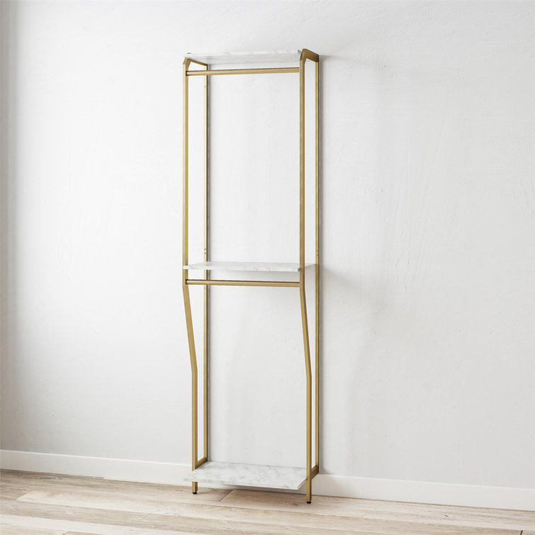 Gwyneth White Marble and Gold Closet Organizer with Hanging Rods